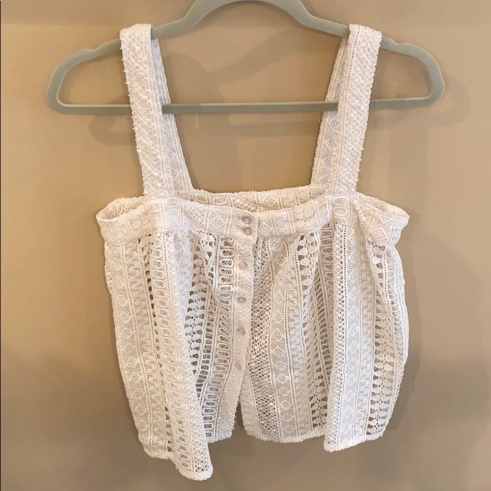 Lilya White Crochet Tank Size Medium